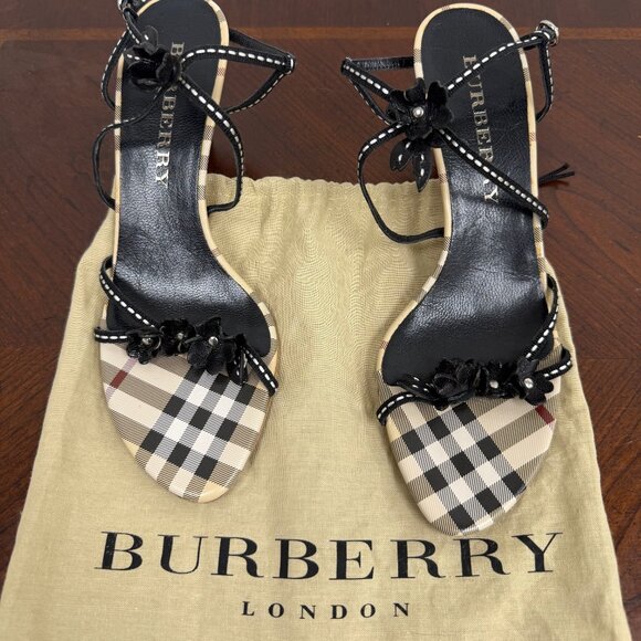 Burberry Shoes - Burberry Nova Check & Floral Heel Sandals
